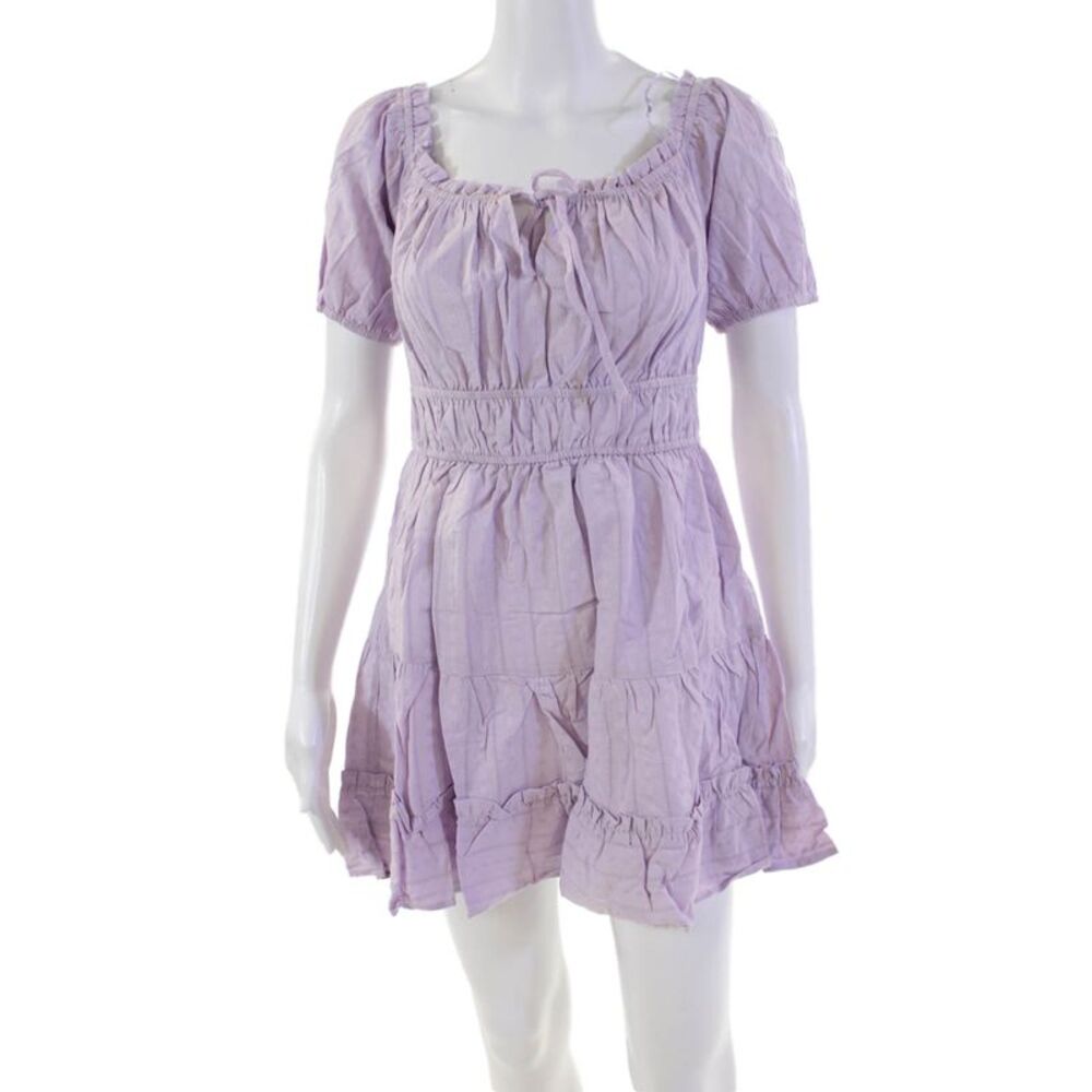 Lost + Wander Womens Cotton Off Shoulder A Line Dress Purple Size XS